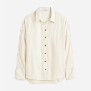 NWT Madewell Heathered Flannel Dolman Button Up Shirt Ivory Size Medium